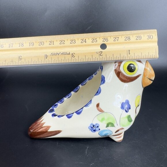 Mexican Pottery Hand Painted Bird Shaped Planter Flower Pot Small Dish Bowl VTG - Picture 4 of 12